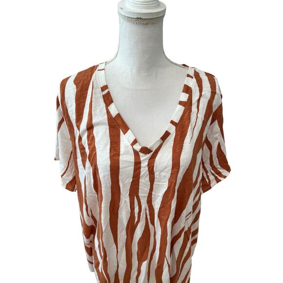 Rachel Zoe Zebra Animal Print Casual Short Sleeve Top Plus Size 3X - Picture 2 of 6